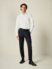 White Regular Fit Trimmed Easy Care Double Cuff Shirt - Image 2 of 8