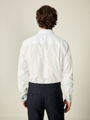 White Regular Fit Trimmed Easy Care Double Cuff Shirt - Image 3 of 8