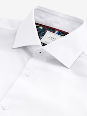 White Regular Fit Trimmed Easy Care Double Cuff Shirt - Image 7 of 8