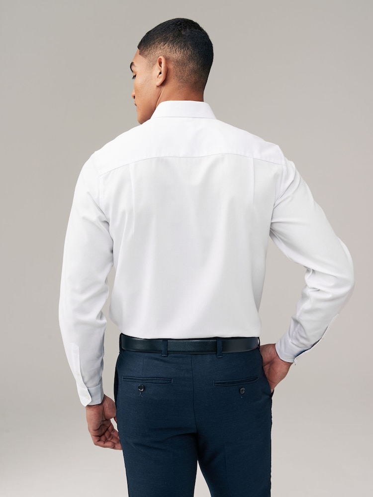 White Regular Fit Trimmed Easy Care Single Cuff Oxford Shirt - Image 3 of 7