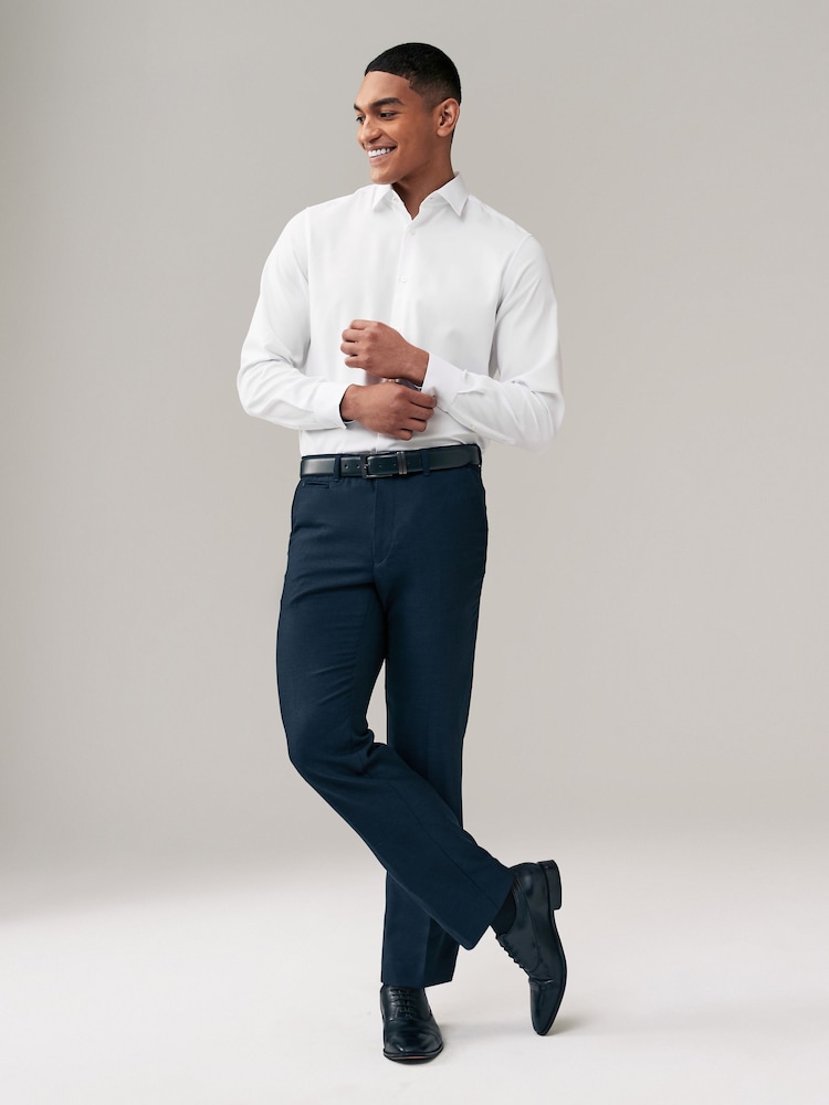 White Regular Fit Trimmed Easy Care Single Cuff Oxford Shirt - Image 4 of 7