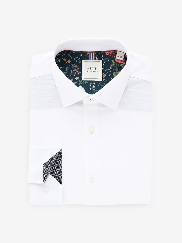 White Regular Fit Trimmed Easy Care Single Cuff Oxford Shirt - Image 5 of 7