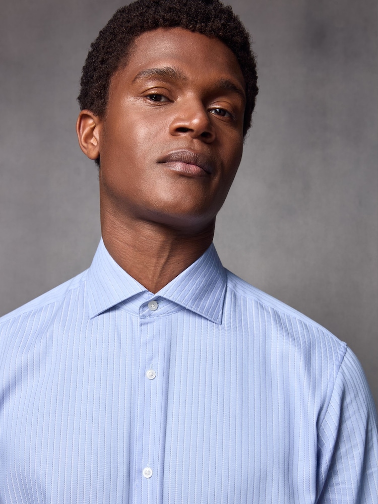 В синюю полоску - Single Cuff 100% Cotton Shirt With Cutaway Collar - Изображение 1 из 1