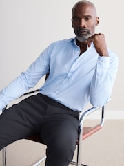 Light Blue Regular Fit Premium Two-Fold Cotton Shirt - Image 1 of 7