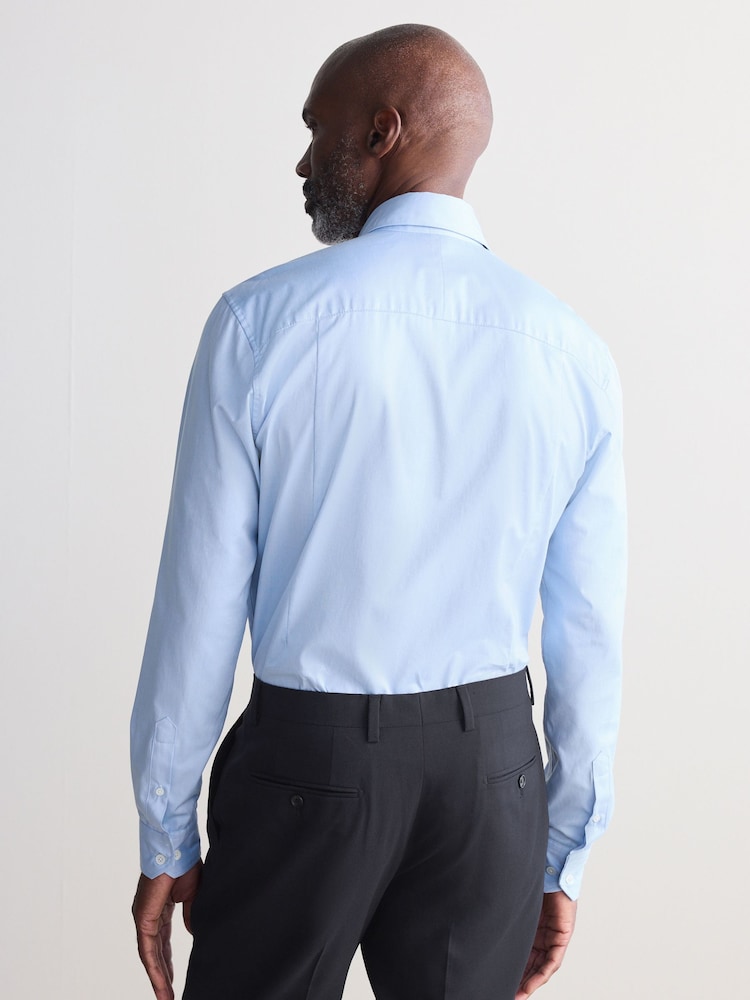 Bleu clair - Ajustement régulier - Chemise haut de gamme en coton à deux volets - Image 3 of 7