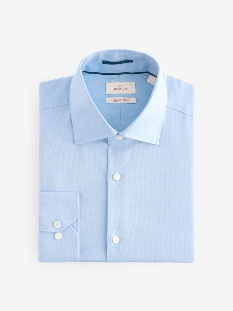 Bleu clair - Ajustement régulier - Chemise haut de gamme en coton à deux volets - Image 5 of 7