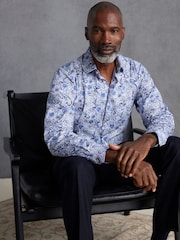 Blue Floral Signature Printed 100% Cotton Shirt - Image 2 of 7