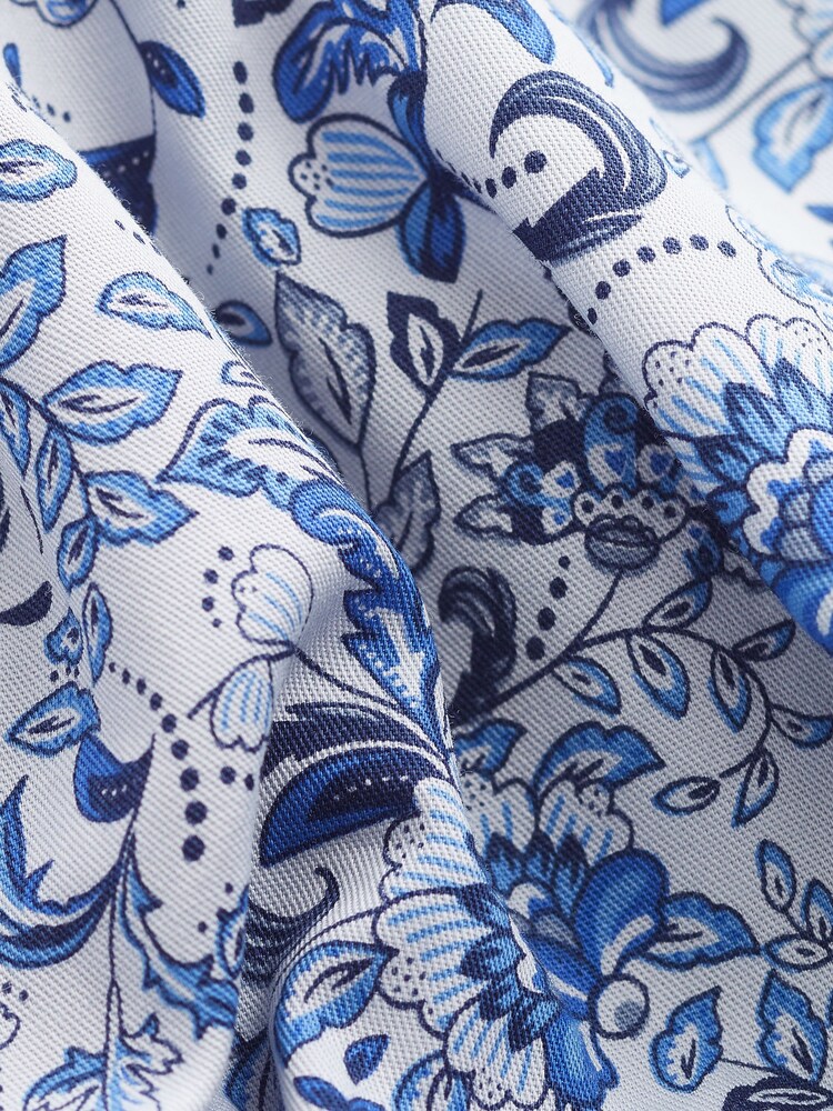 Blue Floral Signature Printed 100% Cotton Shirt - Image 7 of 7