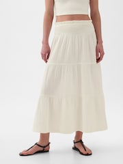 Gap White Crinkle Cotton Pull On Maxi Skirt - Image 2 of 3