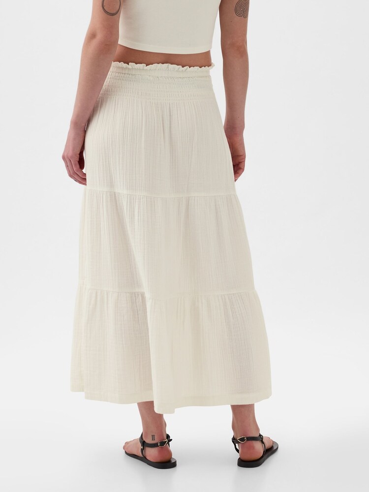 Gap White Crinkle Cotton Pull On Maxi Skirt - Image 3 of 3