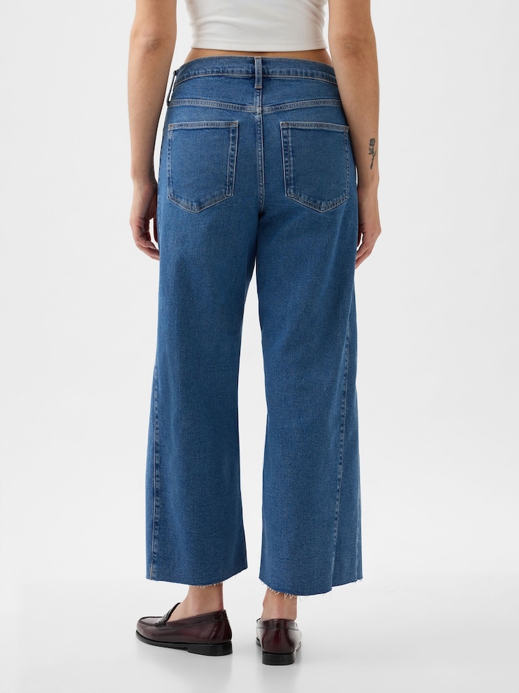 Gap Mid Indigo Blue High Waisted Cropped Wide Leg Jeans - Image 2 of 6