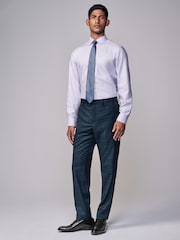 Lilac Purple Regular Fit Signature Trimmed Premium Long Sleeve Single Cuff 100% Cotton Shirt - Image 3 of 9