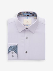 Lilac Purple Regular Fit Signature Trimmed Premium Long Sleeve Single Cuff 100% Cotton Shirt - Image 7 of 9
