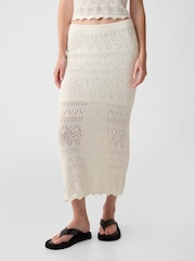 Gap Off White Crochet Pull On Midi Skirt - Image 1 of 2