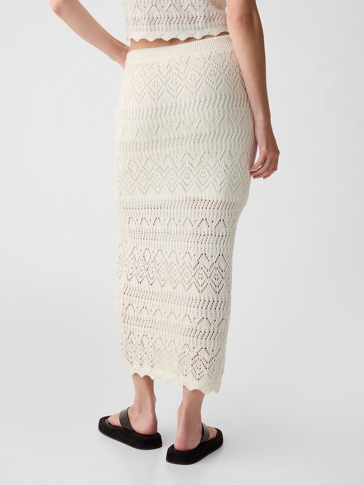 Gap Off White Crochet Pull On Midi Skirt - Image 2 of 2 Gap Off White Crochet Pull On Midi Skirt - Image 2 of 2