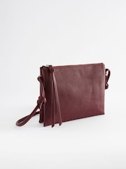 Burgundy Red Leather Cross-Body Bag - Image 3 of 7