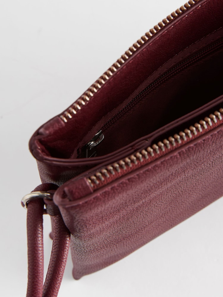 Burgundy Red Leather Cross-Body Bag - Image 7 of 7 Burgundy Red Leather Cross-Body Bag - Image 7 of 7