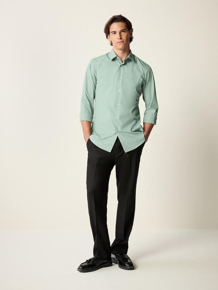 Lichen Green Slim Fit Easy Care Single Cuff Shirt - Image 2 of 9