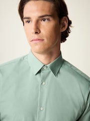 Lichen Green Slim Fit Easy Care Single Cuff Shirt - Image 4 of 9