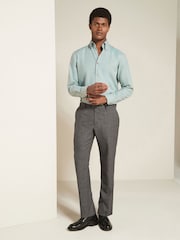 Green Regular Fit Easy Care Long Sleeve Single Cuff Royal Oxford Shirt - Image 1 of 6