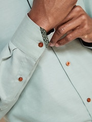 Green Regular Fit Easy Care Long Sleeve Single Cuff Royal Oxford Shirt - Image 4 of 6