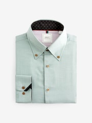 Green Regular Fit Easy Care Long Sleeve Single Cuff Royal Oxford Shirt - Image 5 of 6