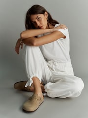 White Linen Blend Parachute Trousers - Image 1 of 6
