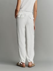 White Linen Blend Parachute Trousers - Image 2 of 6