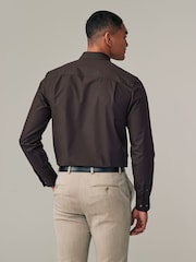 Chocolate Brown Regular Fit Easy Care Single Cuff Shirt - Image 2 of 7