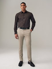 Chocolate Brown Regular Fit Easy Care Single Cuff Shirt - Image 3 of 7