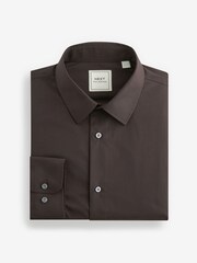 Chocolate Brown Regular Fit Easy Care Single Cuff Shirt - Image 5 of 7
