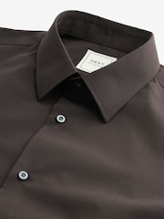 Chocolate Brown Regular Fit Easy Care Single Cuff Shirt - Image 6 of 7