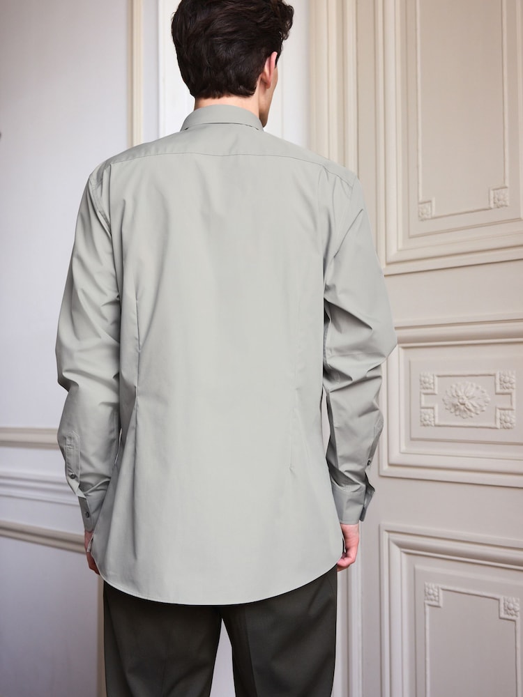 Grey Slim Fit Easy Care Single Cuff Shirt - Image 2 of 6