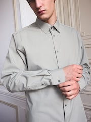 Grey Slim Fit Easy Care Single Cuff Shirt - Image 3 of 6