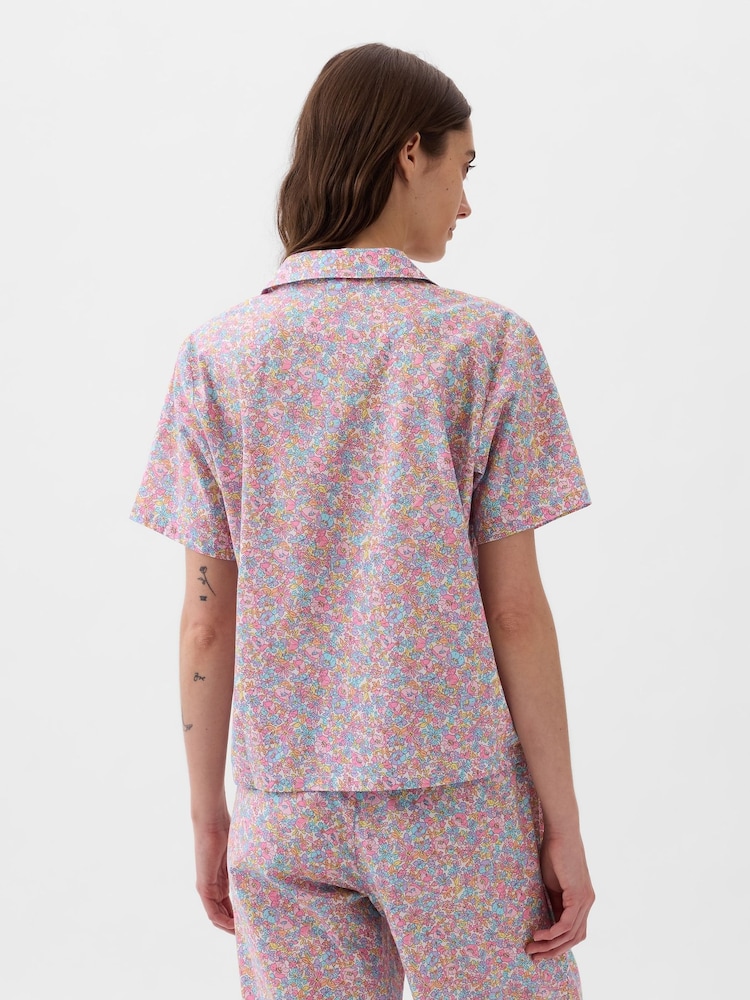 Gap Pink Floral Poplin Pyjama Shirt - Image 2 of 3 Gap Pink Floral Poplin Pyjama Shirt - Image 2 of 3