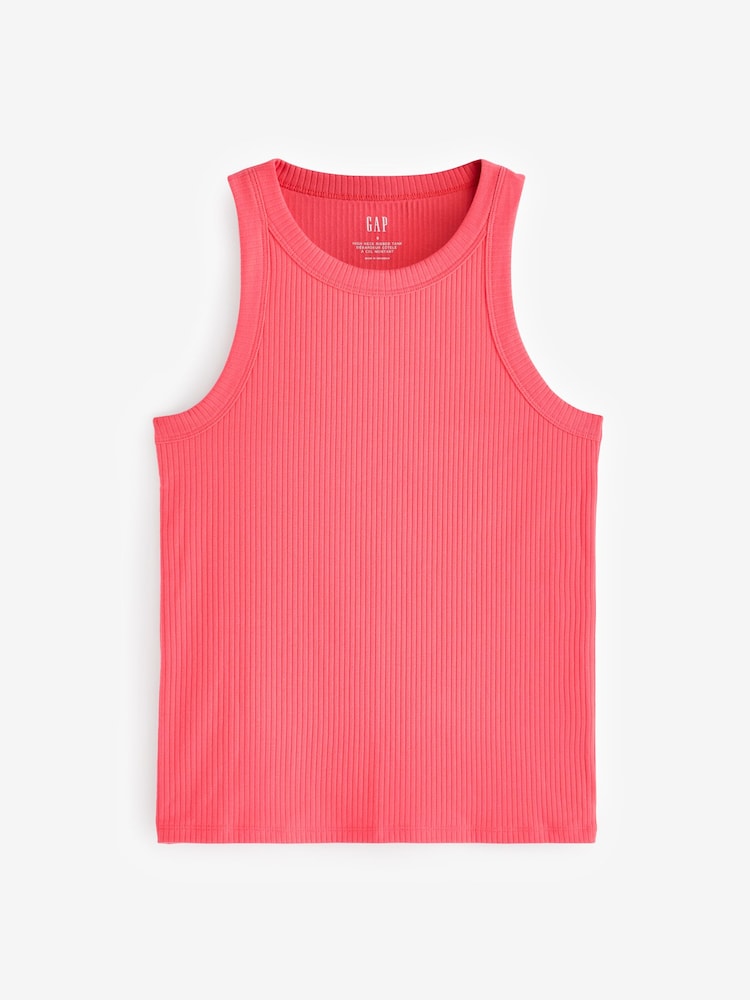 Gap Red Ribbed Racer High Neck Vest Top - Image 2 of 4 Gap Red Ribbed Racer High Neck Vest Top - Image 2 of 4