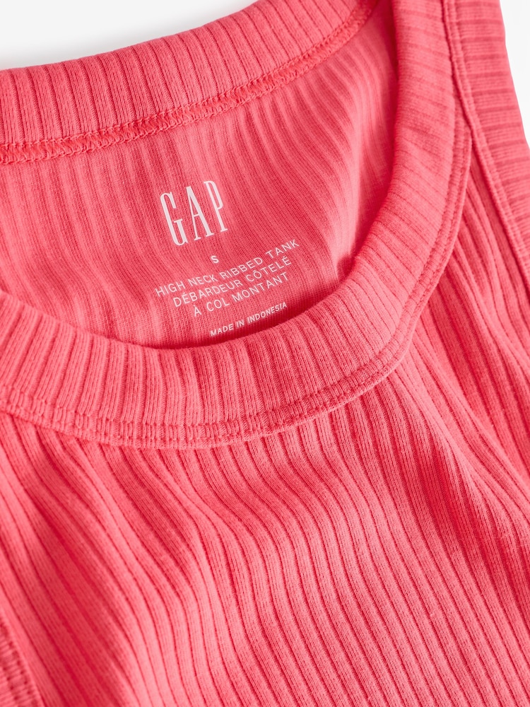 Gap Red Ribbed Racer High Neck Vest Top - Image 4 of 4 Gap Red Ribbed Racer High Neck Vest Top - Image 4 of 4