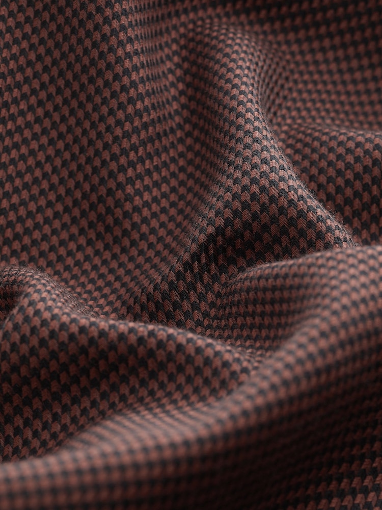 Chocolate Brown Slim Fit Signature Trimmed Premium Long Sleeve Single Cuff 100% Cotton Shirt - Image 7 of 7