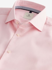 Pink Regular Fit Textured 100% Cotton Poplin Long Sleeve Single Cuff Shirt With Cutaway Collar - Image 7 of 8