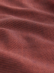 Rust Brown Regular Fit Trimmed 100% Cotton Texture Long Sleeve Single Cuff Shirt - Image 7 of 7