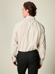 White/Neutral Ditsy Regular Fit Easy Care Long Sleeve Single Cuff Floral Shirt - Image 3 of 8
