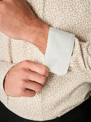 White/Neutral Ditsy Regular Fit Easy Care Long Sleeve Single Cuff Floral Shirt - Image 5 of 8