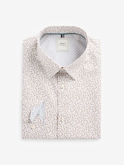 White/Neutral Ditsy Regular Fit Easy Care Long Sleeve Single Cuff Floral Shirt - Image 6 of 8