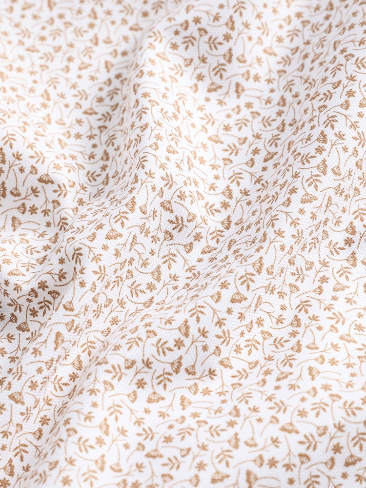 White/Neutral Ditsy Regular Fit Easy Care Long Sleeve Single Cuff Floral Shirt - Image 8 of 8
