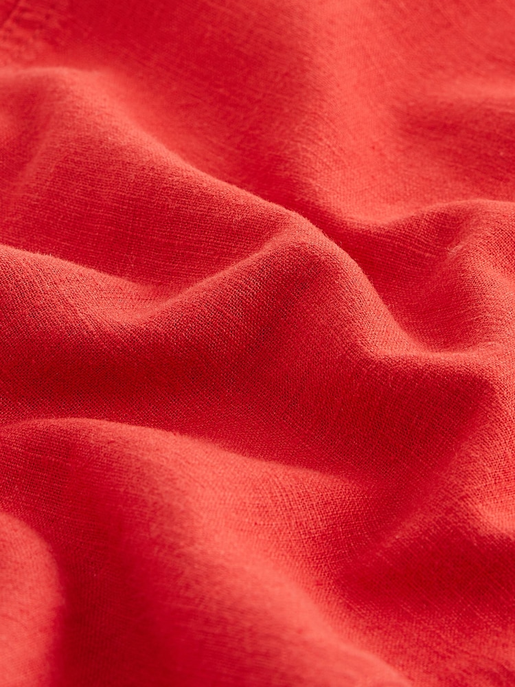 Red Linen Blend Wide Leg Trousers - Image 2 of 8