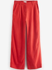 Red Linen Blend Wide Leg Trousers - Image 7 of 8