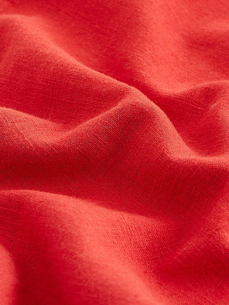 Red Linen Blend Wide Leg Trousers - Image 8 of 8