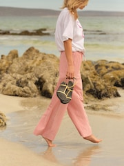 Pink Textured Stripe Wide Leg Trousers - Image 2 of 6
