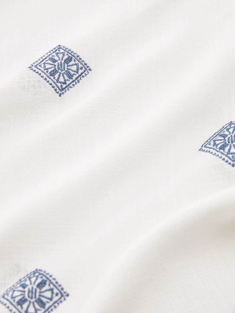 White Embroidered Wide Leg Trousers With Linen - Image 7 of 7