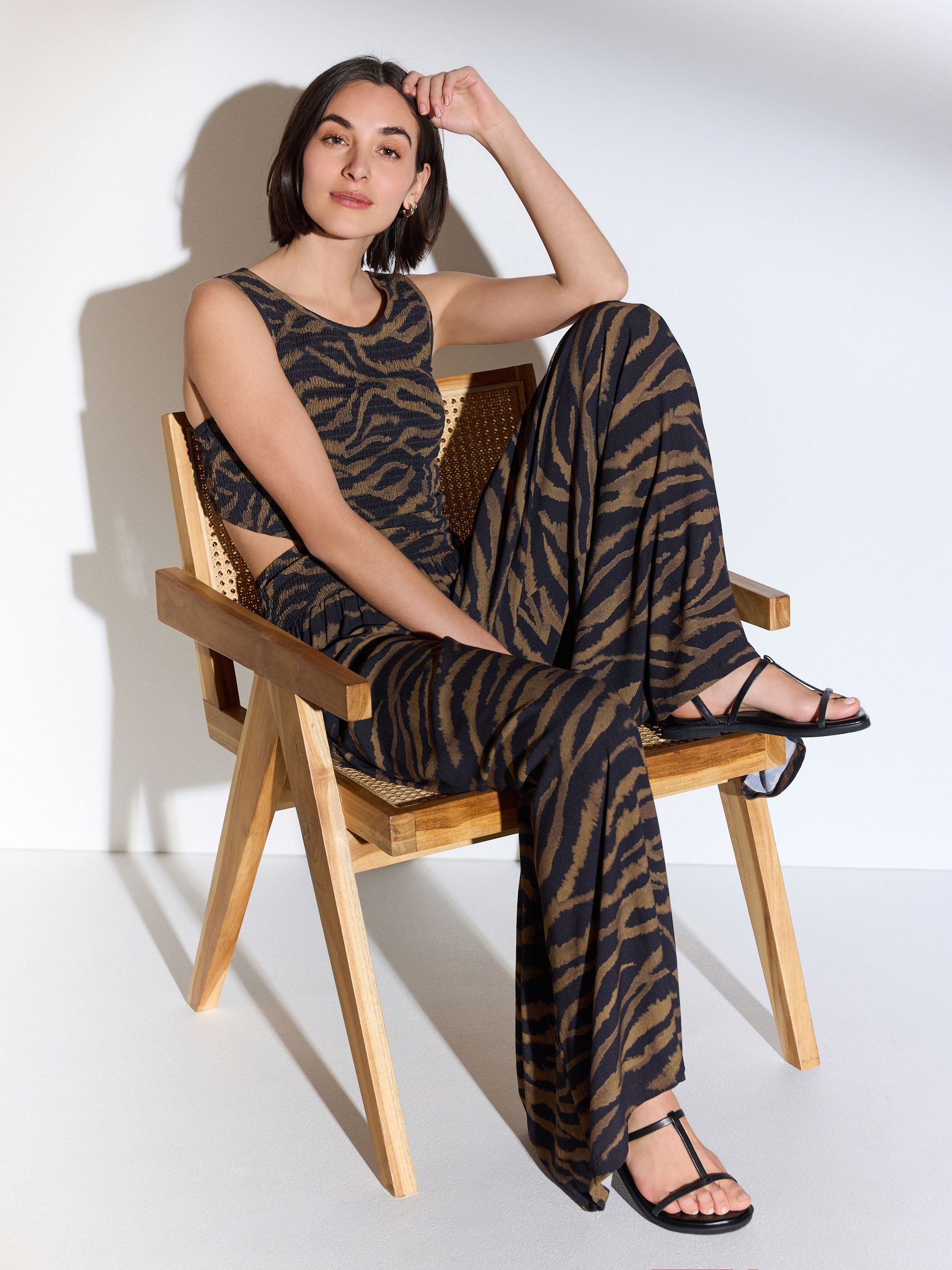 Buy Zebra Print Shirred Jumpsuit from Next Luxembourg